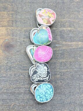 Viva Bead Multi-Color Polymer Clay Stretch Bracelet Handmade Silver Bezel NWOT